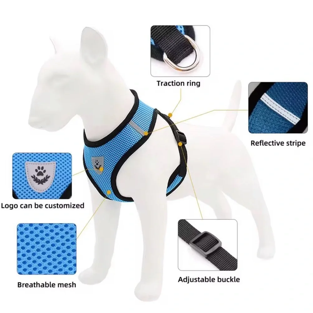 Comfort Mesh Dog Harness with Leash - Red